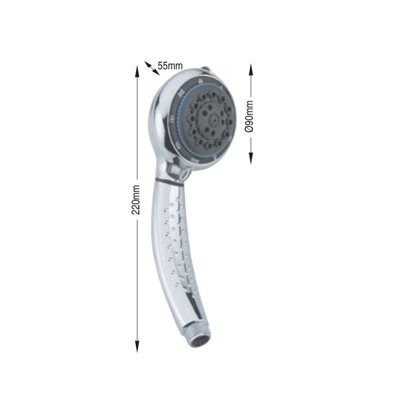 Chrome finishing ABS plastic 5 functions hand shower head with switch