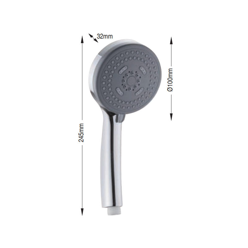 3 Settings Hand Held Shower High Pressure Spa Showerhead with Switch Button